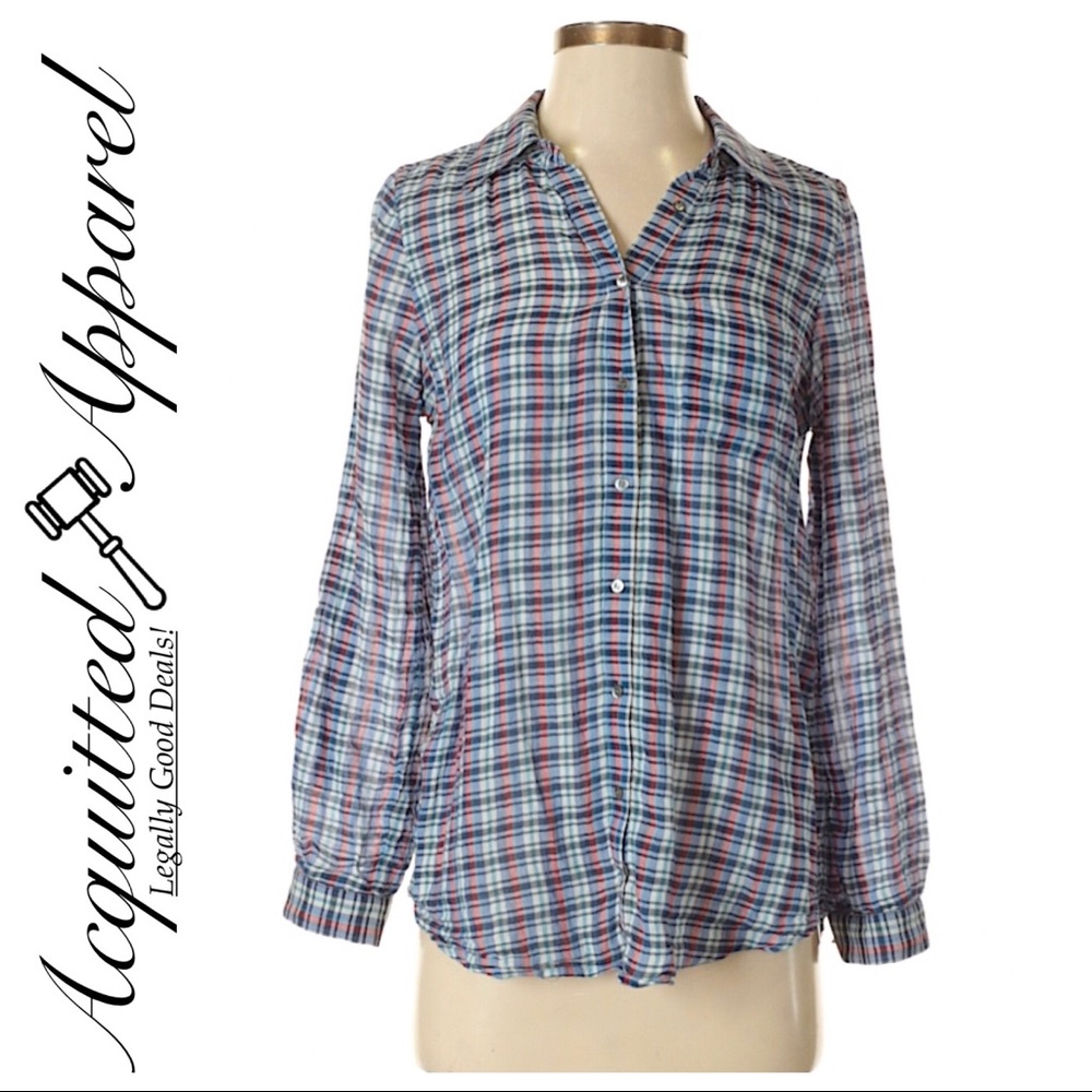 Joie | Long Sleeve Button Plaid Blouse Top